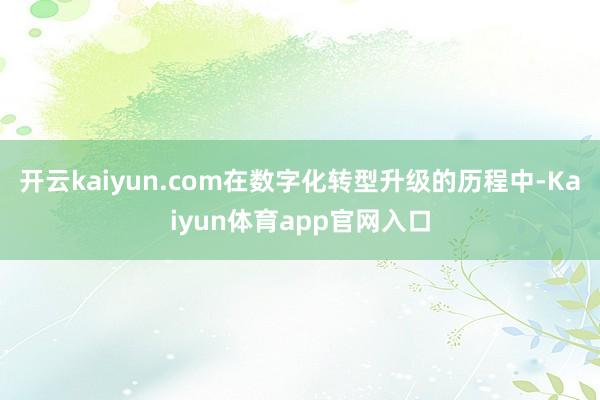 开云kaiyun.com在数字化转型升级的历程中-Kaiyun体育app官网入口