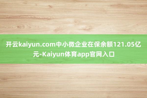 开云kaiyun.com中小微企业在保余额121.05亿元-Kaiyun体育app官网入口